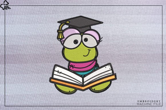 Cute Bookworm Graduation Embroidery: A Designer's Review