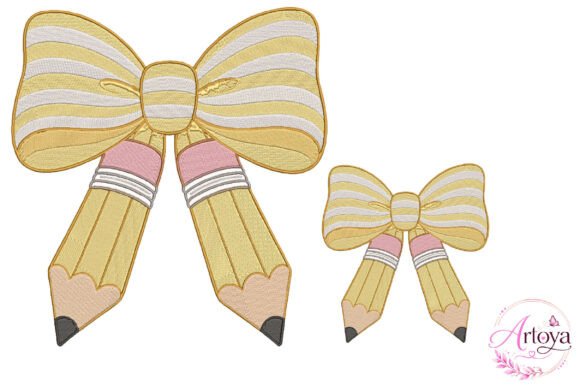 Cute Pencil Bow Embroidery Design Review for Holiday Shops