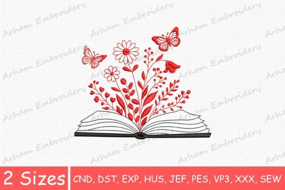 Review: Reading Book Flower Butterfly Embroidery Design